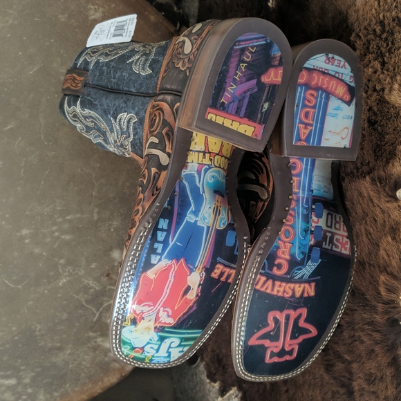 TIN HAUL "Country Sound" cowboy boots Neon Lights Sole NWT sz 10EE new in box - Picture 16 of 16